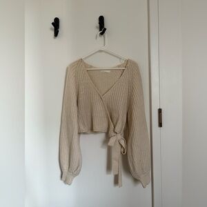 Chunky cropped sweater, off-white, from OAK + FORT